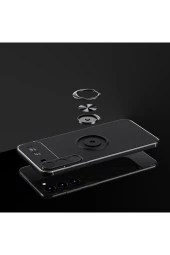 Galaxy S23 Ile Uyumlu Kılıf Yüzük Tutuculu Mıktanıslı,standlı Novel Silikon Mavi thumbnail 3