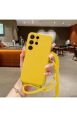 Poco X3 Ile Uyumlu Ipli Boyun Askılı Silikon Kılıf Kadife Iç Yüzeyli Epiphany Kılıf Sarı - 1
