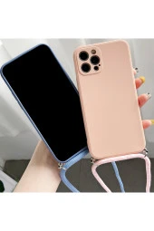 Galaxy S22 Ultra Ile Uyumlu Ipli Boyun Askılı Silikon Kılıf Kadife Iç Yüzeyli Epiphany Kılıf Pembe thumbnail 4