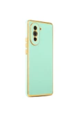 Huawei Nova 10 Ile Uyumlu Kılıf Gold Kenar Pastel Renkli Halcyon Z-bark Kapak Açık Yeşil thumbnail 1