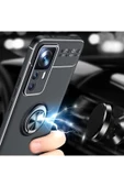 Xiaomi Mi 12t Pro Ile Uyumlu Kılıf Yüzük Tutuculu Mıktanıslı,standlı Novel Silikon Mavi - 5