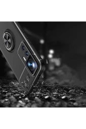 Xiaomi Mi 12t Ile Uyumlu Kılıf Yüzük Tutuculu Mıktanıslı,standlı Novel Silikon Siyah-mavi thumbnail 4