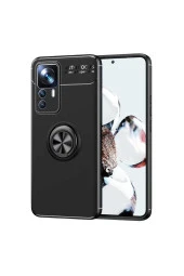 Xiaomi Mi 12t Pro Ile Uyumlu Kılıf Yüzük Tutuculu Mıktanıslı,standlı Novel Silikon Siyah thumbnail 1