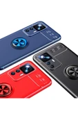 Xiaomi Mi 12t Pro Ile Uyumlu Kılıf Yüzük Tutuculu Mıktanıslı,standlı Novel Silikon Mavi - 7