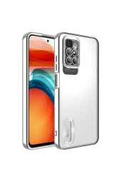 Redmi 10ile Uyumlu Kılıf Kamera Korumalı Logo Gösteren Colored Z-omega Kapak Gümüş thumbnail 1