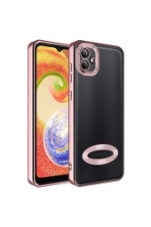 Galaxy A03 Ile Uyumlu Kılıf Kamera Korumalı Logo Gösteren Colored Z-omega Rosegold thumbnail 1