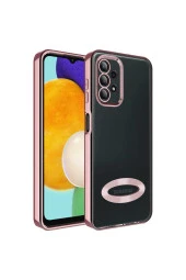 Galaxy A23 Ile Uyumlu Kılıf Kamera Korumalı Logo Gösteren Colored Z-omega Rosegold thumbnail 3