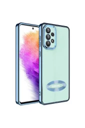 Galaxy A32 4g Ile Uyumlu Kılıf Kamera Korumalı Logo Gösteren Colored Z-omega Sierra Mavi thumbnail 3