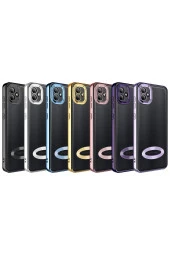 Galaxy A04ile Uyumlu Kılıf Kamera Korumalı Logo Gösteren Colored Z-omega Kapak Gümüş thumbnail 2