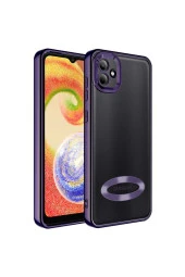 Galaxy A03 Ile Uyumlu Kılıf Kamera Korumalı Logo Gösteren Colored Z-omega Derin Mor thumbnail 1