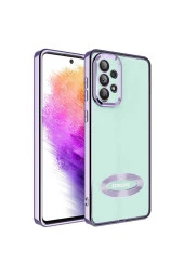 Galaxy A33 5g Ile Uyumlu Kılıf Kamera Korumalı Logo Gösteren Colored Z-omega Lila thumbnail 1