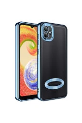 Galaxy A03 Ile Uyumlu Kılıf Kamera Korumalı Logo Gösteren Colored Z-omega Sierra Mavi thumbnail 3