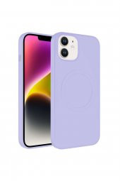 Iphone 11 Ile Uyumlu Kılıf Magsafe Uyumlu Wireless Şarj Özellikli Pastel Color Silikon Kapak Lila thumbnail 3