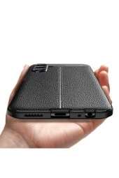 Galaxy A04s Ile Uyumlu Kılıf Niss Silikon Deri Görünümlü Siyah thumbnail 3