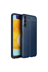 Galaxy A04s Ile Uyumlu Kılıf Niss Silikon Deri Görünümlü Lacivert thumbnail 1