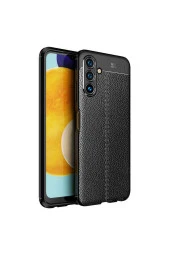 Galaxy A04s Ile Uyumlu Kılıf Niss Silikon Deri Görünümlü Siyah thumbnail 1