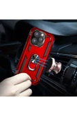Iphone 14 Pro Max Ile Uyumlu Kılıf Shockproof Zırhlı Kauçuk Yüzük Tutuculu 360° Siyah - 7