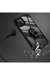 Apple Iphone 14 Ile Uyumlu Kılıf Yüzük Tutuculu Standlı Freez Lacivert thumbnail 2