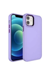 Iphone 12 Pro Ile Uyumlu Kılıf Metal Çerçeve Tasarımlı Pastel Renkli Sert Ebullience Lila thumbnail 3