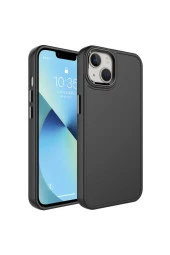 Iphone 14 Ile Uyumlu Kılıf Metal Çerçeve Tasarımlı Pastel Renkli Sert Ebullience Siyah thumbnail 1