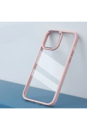 Iphone 14 Plus Ile Uyumlu Kılıf Kenarları Renkli Silikon Arkası Şeffaf Sert Krop Kırmızı thumbnail 4