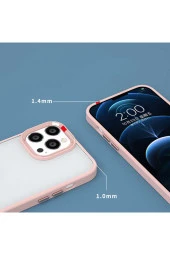 Iphone 14 Pro Ile Uyumlu Kılıf Kenarları Renkli Silikon Arkası Şeffaf Sert Krop Lacivert thumbnail 2