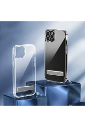 Iphone 14 Pro Ile Uyumlu Kılıf Standlı Silikon L-stand Kapak Şeffaf thumbnail 4