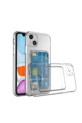 Iphone 14 Plus Ile Uyumlu Dikişli Kartlıklı Serta Silikon Kılıf Şeffaf thumbnail 1