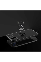 Iphone 14 Pro Max Ile Uyumlu Kılıf Yüzük Tutuculu Mıktanıslı,standlı Novel Silikon Siyah-mavi thumbnail 2