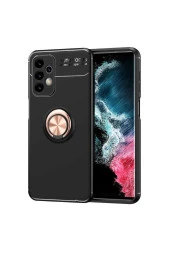 Galaxy S22 Ultra Kılıf Yüzük Tutuculu Mıktanıslı,standlı Novel Silikon Siyah-rosegold thumbnail 1