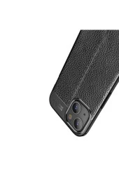 Iphone 14 Plus Ile Uyumlu Kılıf Niss Silikon Deri Görünümlü Lacivert thumbnail 4