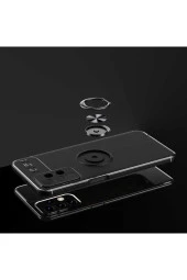 Galaxy S22 Ultra Kılıf Yüzük Tutuculu Mıktanıslı,standlı Novel Silikon Siyah thumbnail 4