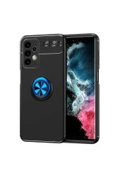 Galaxy A23 Kılıf Yüzük Tutuculu Mıktanıslı,standlı Novel Silikon Siyah-mavi thumbnail 1