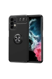 Galaxy S22 Ultra Kılıf Yüzük Tutuculu Mıktanıslı,standlı Novel Silikon Siyah thumbnail 1