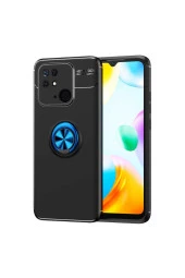 Xiaomi Redmi 10c Ile Uyumlu Kılıf Ravel Yüzük Tutuculu Standlı Silikon Siyah-mavi thumbnail 1