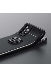 Galaxy S22 Ultra Kılıf Yüzük Tutuculu Mıktanıslı,standlı Novel Silikon Siyah-mavi thumbnail 2