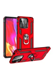 Xiaomi Redmi 10c Ile Uyumlu Kılıf Shockproof Standlı Yüzük Tutuculu Mega Case Kırmızı - 1