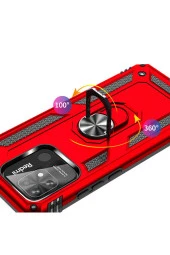 Xiaomi Redmi 10c Ile Uyumlu Kılıf Shockproof Standlı Yüzük Tutuculu Mega Case Gri - 4