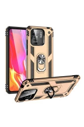 Xiaomi Redmi 10c Ile Uyumlu Kılıf Shockproof Standlı Yüzük Tutuculu Mega Case Gold thumbnail 1
