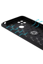 Xiaomi Redmi 10c Ile Uyumlu Kılıf Ravel Yüzük Tutuculu Standlı Silikon Siyah-kırmızı Uyumlu thumbnail 3