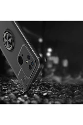 Xiaomi Redmi 10c İle Uyumlu Kılıf Ravel Yüzük Tutuculu Standlı Silikon Mavi thumbnail 2