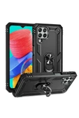 Galaxy M33 Ile Uyumlu Kılıf Shockproof Standlı Yüzük Tutuculu Mega Case Siyah thumbnail 5