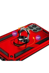 Galaxy M33 Ile Uyumlu Kılıf Shockproof Standlı Yüzük Tutuculu Mega Case Gold thumbnail 2