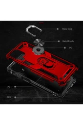 Galaxy M33 Ile Uyumlu Kılıf Shockproof Standlı Yüzük Tutuculu Mega Case Mavi thumbnail 3