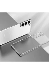 Galaxy S21 Plus Ile Uyumlu Kılıf Dört Köşeli Lazer Şeffaf Gri thumbnail 1