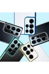 Galaxy S21 Plus Ile Uyumlu Kılıf Dört Köşeli Lazer Şeffaf Gri thumbnail 2