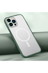 Iphone 13 Ile Uyumlu Şeffaf Renkli Transparan Chatoyant Magsafe Uyumlu Kılı Koyu Yeşil thumbnail 1