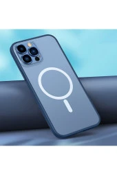 Iphone 12 Ile Uyumlu Şeffaf Renkli Transparan Chatoyant Magsafe Uyumlu Kılıf Lacivert thumbnail 1