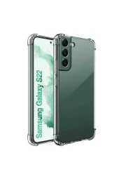 Galaxy S22 Ile Uyumlu Kılıf Kamera Korumalı Clear Anti-shock Sert Arka Kapak Şeffaf thumbnail 1