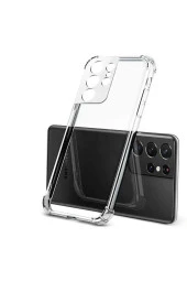 Galaxy S22 Ultra Ile Uyumlu Kılıf Kamera Korumalı Clear Anti-shock Sert Arka Kapak Şeffaf thumbnail 1